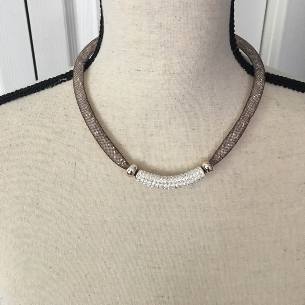 Pretty rhinestone and neutral toned necklace